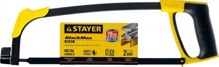 Ножовка по металлу STAYER MS350-BLACK-Max, металлическая обрезиненная рукоятка, натяжение 70 кг, 300 мм 15775 купить в Тюмени