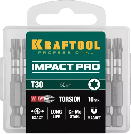 Биты для ударных шуруповертов KRAFTOOL Impact Pro TX 26195-30-50-S10 купить в Тюмени