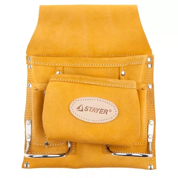 Сумка поясная STAYER PROFESSIONAL для инструментов, кожаная, 8 карманов, 2 скобы 38515 купить в Тюмени