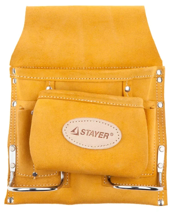 Сумка поясная STAYER PROFESSIONAL для инструментов, кожаная, 8 карманов, 2 скобы 38515 купить в Тюмени