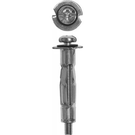 Анкер ЗУБР для пустотелых конструкций оцинкованный, с винтом PH2&amp;SL, М5х52х21мм, ТФ2, 90шт 4-302472-05-052 купить в Тюмени