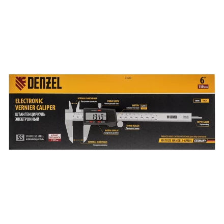 Штангенциркуль Denzel 31613, 150 мм, электронный, с глубиномером купить в Тюмени