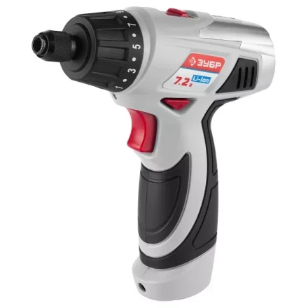 Шуруповерт ЗУБР 2-х скор,Li-Ion,реверс,15+1,зарядка 3-5ч,10мм,0-160 и 0-320об/мин,1,5А/ч,7,2В,набор бит,в блистере ЗДА-7.2-Ли Б купить в Тюмени