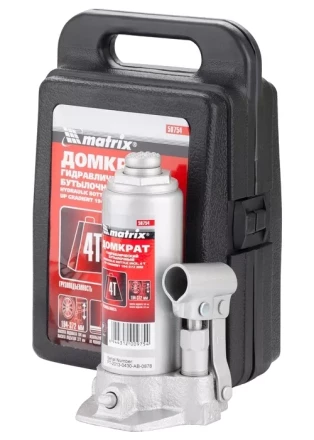 Домкрат гидравлический бутылочный 4 т h подъема 194–372 мм в пластиковом кейсе  MATRIX MASTER 50754 купить в Тюмени