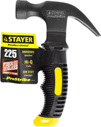 Молоток-гвоздодер &quot;COMPACT&quot; укороченный с фиберглассовой рукояткой, 225г, STAYER Professional 2026-225 купить в Тюмени