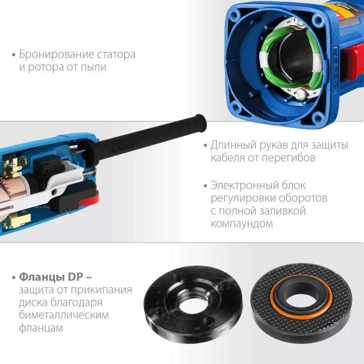 ЗУБР 1100 Вт, d125 мм, УШМ, регулировка оборотов, Профессионал (УШМ-П125-1100 Э) купить в Тюмени