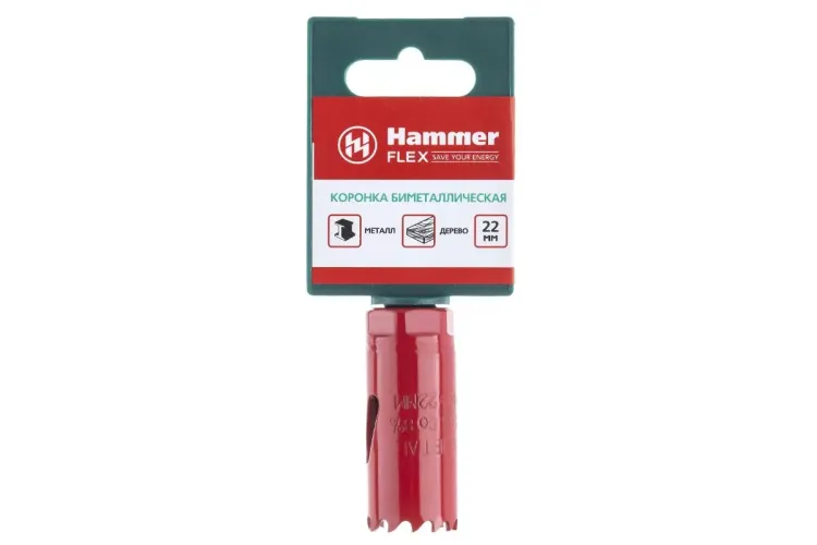 Коронка биметаллическая HAMMER Ф22х38мм 5/8" BiMETALL (224-003) купить в Тюмени