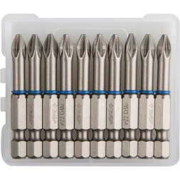 Биты ЗУБР &quot;ЭКСПЕРТ&quot; торсионные кованые, обточенные, хромомолибденовая сталь, тип хвостовика E 1/4&quot;, PZ2, 50мм, 10шт 26013-2-50-10