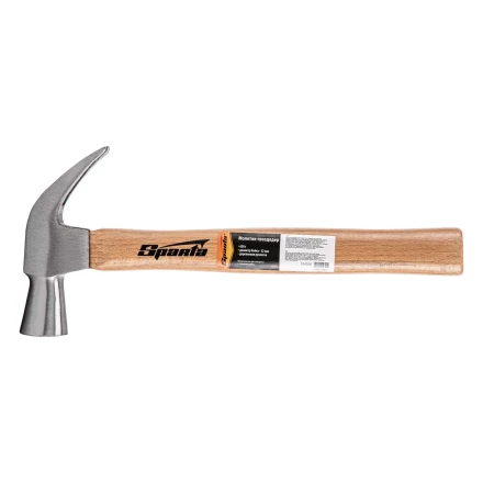 Молоток-гвоздодер, 650 г Sparta, боек 32 мм, деревянная рукоятка, 104235 купить в Тюмени