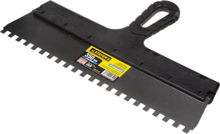 Шпатель STAYER &quot;PROFESSIONAL&quot; нержавеющий зубчатый с пластмассовой ручкой, 350мм, зуб 8х8мм 1009-35-08 купить в Тюмени
