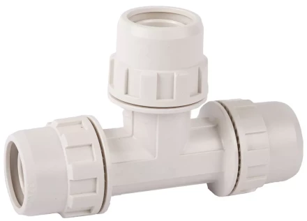 Тройник ЗУБР &quot;ШиреФит&quot; соединительный &quot;штуцер с гайкой - штуцер с гайкой - штуцер с гайкой&quot;, 20мм 51505-20 купить в Тюмени