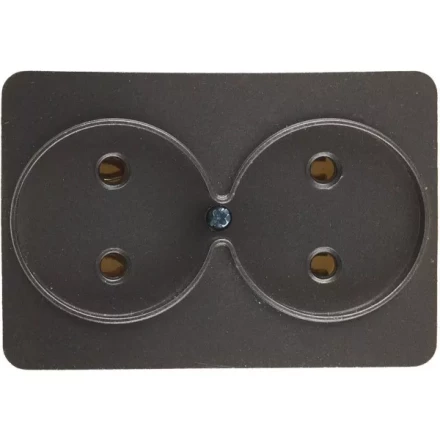 Розетка СВЕТОЗАР &quot;ГАММА&quot; без заземления, двойная, без вставки и рамки, цвет темно-серый металлик, 16А/~250В SV-54102-DM купить в Тюмени