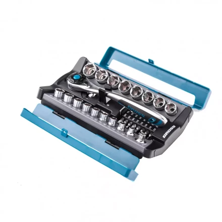 Набор торцевых головок трещотка 120 зубьев 36 предметов 1/2&quot; 3/8” CrV Gross 14145 купить в Тюмени