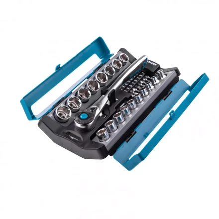 Набор торцевых головок трещотка 120 зубьев 36 предметов 1/2&quot; 3/8” CrV Gross 14145 купить в Тюмени