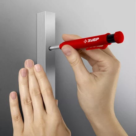 ЗУБР АСК красный, d 2,8 мм, HB, 6 сменных грифелей, автоматический карандаш (06311-3) купить в Тюмени