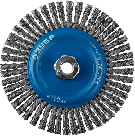 ЗУБР &quot;ПРОФЕССИОНАЛ&quot;. Щетка дисковая для УШМ, плетеные пучки стальной проволоки 0,5мм, 150ммхМ14 35192-150_z02 купить в Тюмени