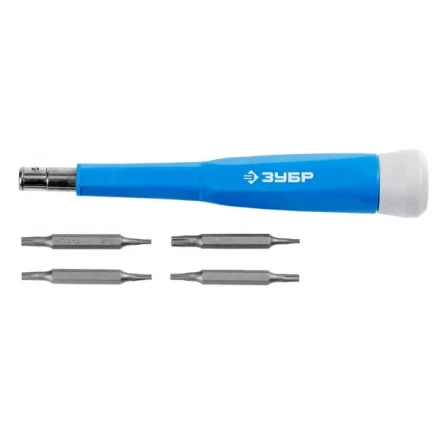 Набор ЗУБР Отвертка &quot;ЭКСПЕРТ&quot; для точных работ,CR-V,сменные двусторонние биты TORX, 5предметов 25621-H5 купить в Тюмени