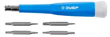 Набор ЗУБР Отвертка &quot;ЭКСПЕРТ&quot; для точных работ,CR-V,сменные двусторонние биты TORX, 5предметов 25621-H5 купить в Тюмени