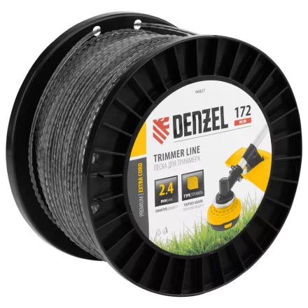 Леска для триммера двухкомпонентная зубчатый квадрат, 2,4мм х 172м, на DIN кат. EXTRA CORD// Denzel 96827 купить в Тюмени