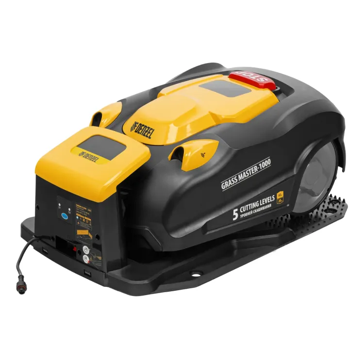 Робот-газонокосилка Grass Master 1000, ультразвуковой датчик, 3 Ач, LCD дисплей, Wi-Fi // Denzel купить в Тюмени