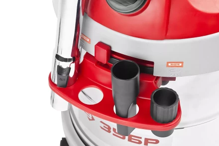 Пылесос ЗУБР сухая и влажная уборка, нержавеющая сталь, усиленное основание, розетка до 2000Вт, 30л, 1400Вт ЗППУ-1400-30 купить в Тюмени