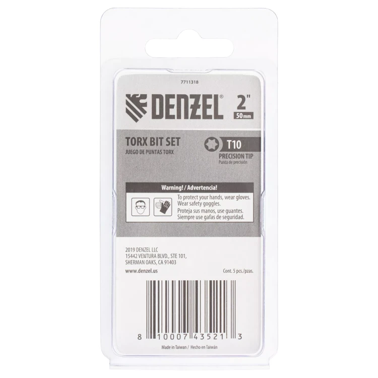 Бита T10x50, 5 шт. Denzel 7711318 купить в Тюмени