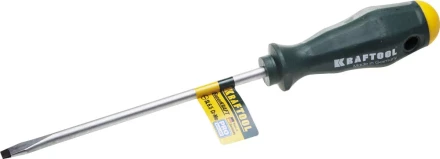Отвертка KRAFTOOL, Cr-Mo-V закалённый стержень, двухкомпонентная противоскользящ рукоятка, SL 6,5x1,2x150мм 25007-6.5-150 купить в Тюмени