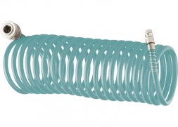 Полиуретановый спиральный шланг профессиональный BASF 10 м с быстросъемными соединениями Stels 57007