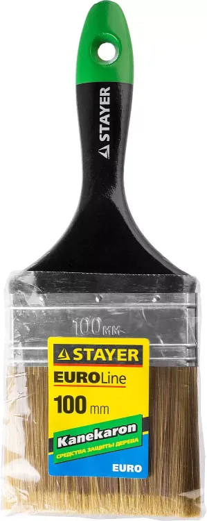 STAYER “KANEKARON-EURO”. Кисть плоская, искусственная щетина, деревянная ручка, 100мм 0106-100 купить в Тюмени