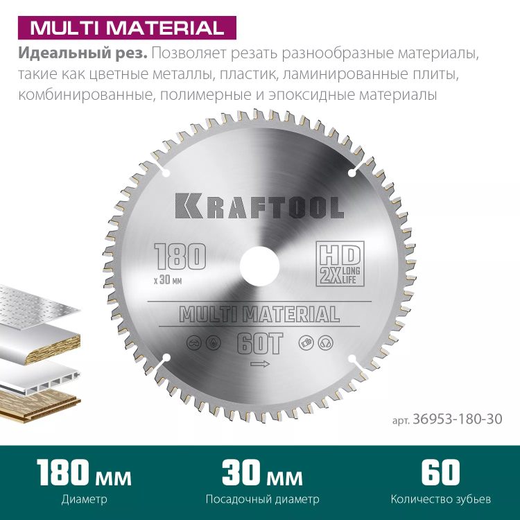 Диск пильный Multi Material, повышенный ресурс 36953-180-30 купить в Тюмени