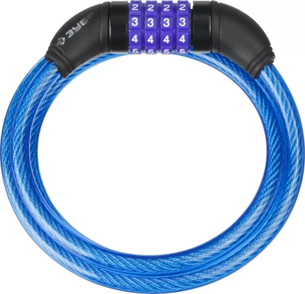 Замок ЗУБР &quot;ПРОФЕССИОНАЛ&quot;, тросовый, кодовый, с изменяемым кодом, длина троса - 1200мм, d 10мм 37262-120 купить в Тюмени