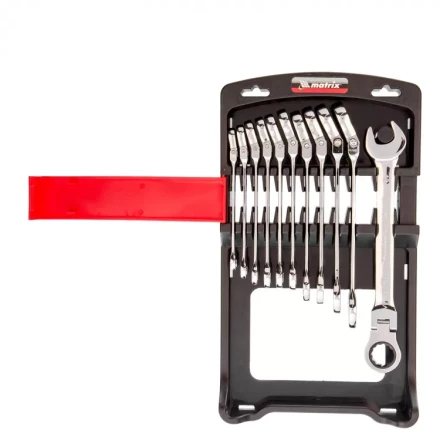 Набор ключей комбинированных Matrix трещоточных шарнирных 11 шт 14796 купить в Тюмени