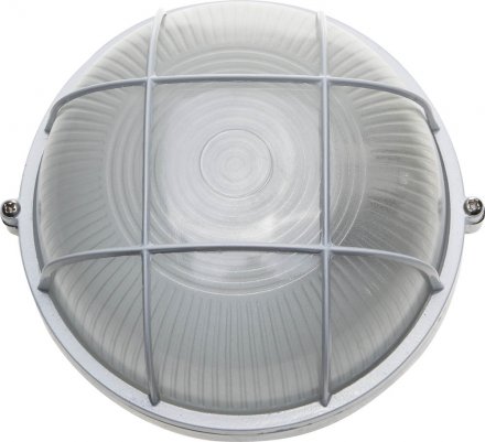 Светильник уличный СВЕТОЗАР влагозащищенный с решеткой, круг, цвет белый, 60Вт SV-57255-W купить в Тюмени