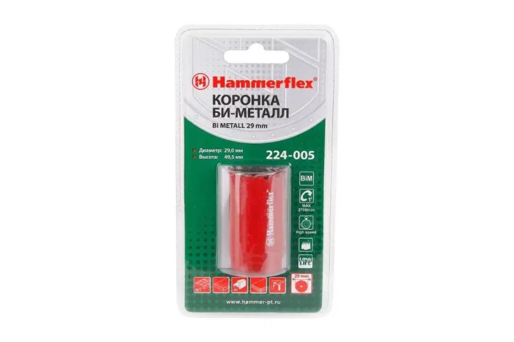 Коронка биметаллическая HAMMER Ф29х38мм 5/8" BiMETALL (224-005) купить в Тюмени