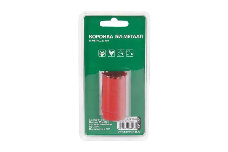 Коронка биметаллическая HAMMER Ф29х38мм 5/8" BiMETALL (224-005) купить в Тюмени