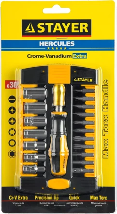 Набор STAYER &quot;MASTER&quot; HERCULES: Отвертки, Cr-V, эргономичная двухкомпонентная рукоятка, 30предм, в боксе 25055-H30 купить в Тюмени