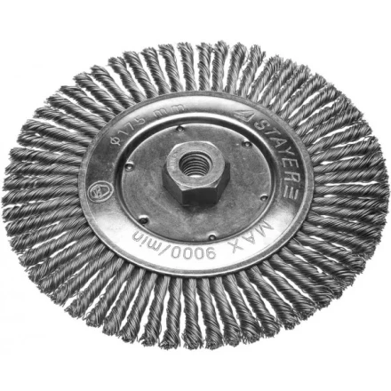 ЗУБР "ПРОФЕССИОНАЛ". Щетка дисковая для УШМ, плетеные пучки стальной проволоки 0,5мм, 175ммхМ14 35192-175_z02 купить в Тюмени