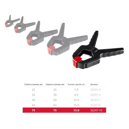 ЗУБР МЗ-100, 100 х 75 мм, пружинный зажим (32247-10) купить в Тюмени