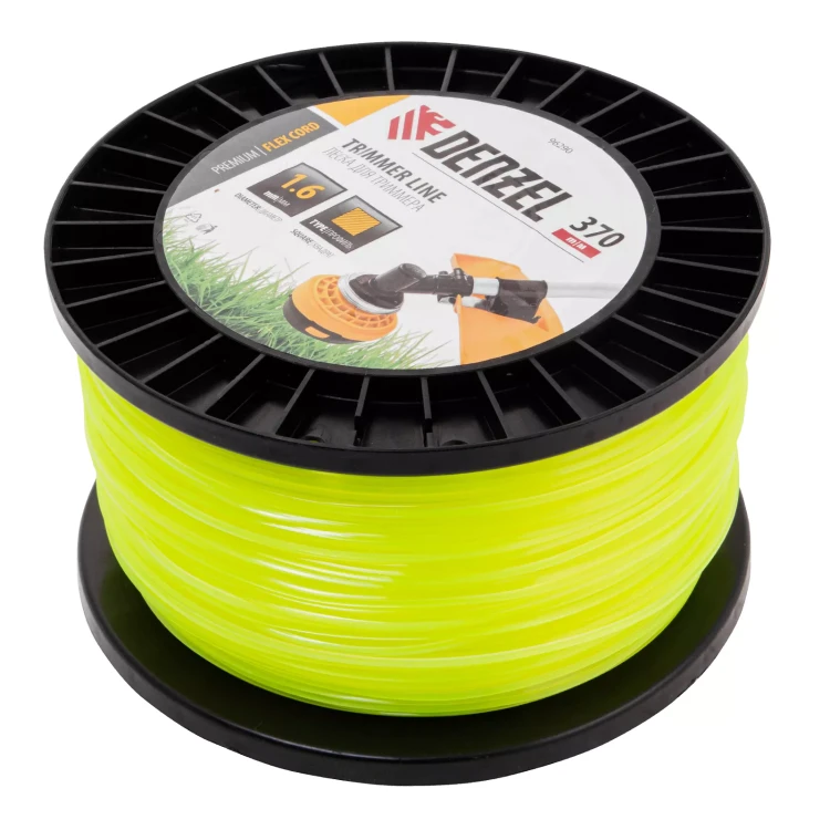 Леска для триммера квадрат 1,6мм х 370м, на DIN катушке FLEX CORD// Denzel 96290 купить в Тюмени