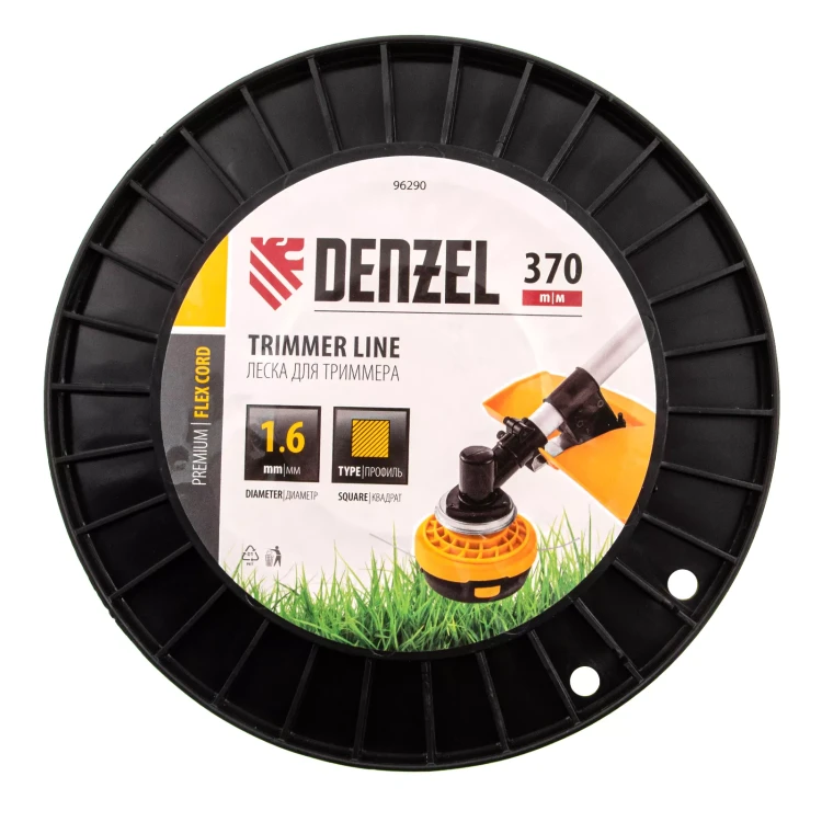 Леска для триммера квадрат 1,6мм х 370м, на DIN катушке FLEX CORD// Denzel 96290 купить в Тюмени