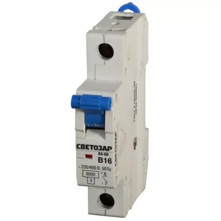 Выключатель автоматический СВЕТОЗАР 1-полюсный, 6 A,&quot;B&quot;, откл. сп. 6 кА, 230 / 400 В SV-49051-06-B купить в Тюмени