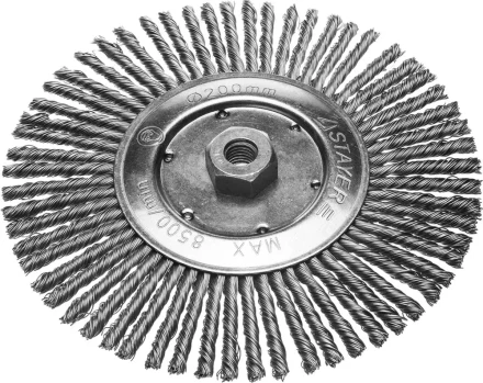 ЗУБР &quot;ПРОФЕССИОНАЛ&quot;. Щетка дисковая для УШМ, плетеные пучки стальной проволоки 0,5мм, 200ммхМ14 35192-200_z02 купить в Тюмени