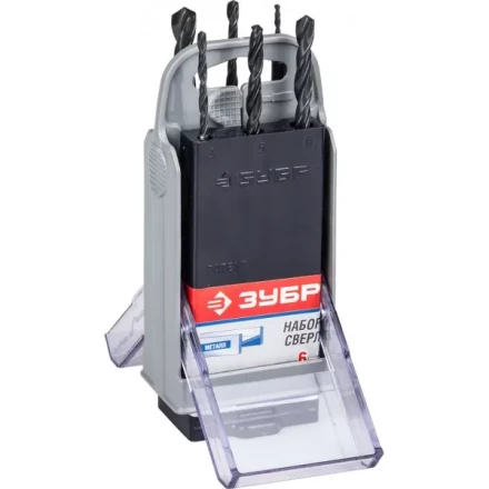 Набор ЗУБР &quot;ТЕХНИК&quot;: Свёрла по металлу парооксидированных, быстрорежущая сталь, 2, 3, 4, 5, 6, 8мм, 6шт в супер боксе 4-29605-H6-SB купить в Тюмени