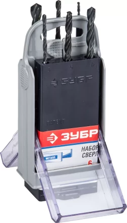 Набор ЗУБР &quot;ТЕХНИК&quot;: Свёрла по металлу парооксидированных, быстрорежущая сталь, 2, 3, 4, 5, 6, 8мм, 6шт в супер боксе 4-29605-H6-SB купить в Тюмени