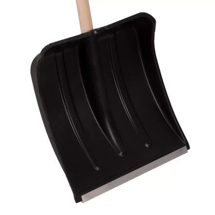 Лопата для уборки снега пластиковая, 380х385х1420 мм, оцинк. планка, деревянный черенок Россия 6157453 купить в Тюмени