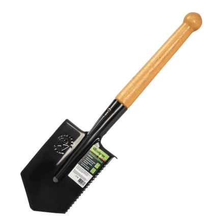 Лопата саперная, 150х180х510 мм, деревянный черенок, с зубьями, Россия Сибртех 61396 купить в Тюмени