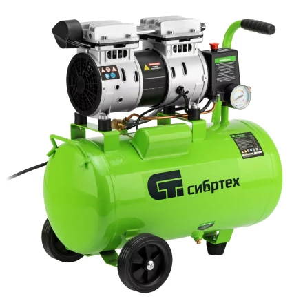 Компрессор безмаслянный малошумный Сибртех МБ 1100/24,1100 Вт, 24 л, 170 л/мин 58006 купить в Тюмени