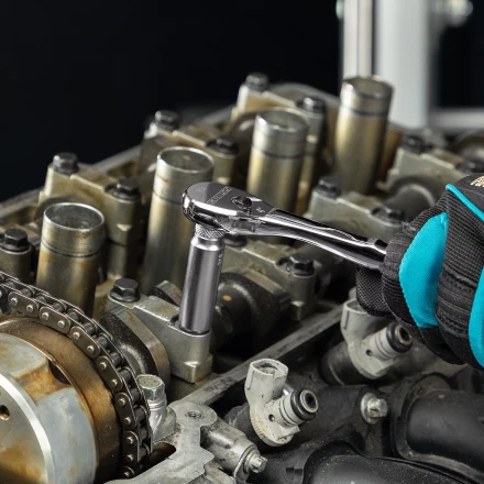 Ключ-трещотка 1/4&quot; Gross 14053, CrV, 90 зубьев, усиленный, хром купить в Тюмени