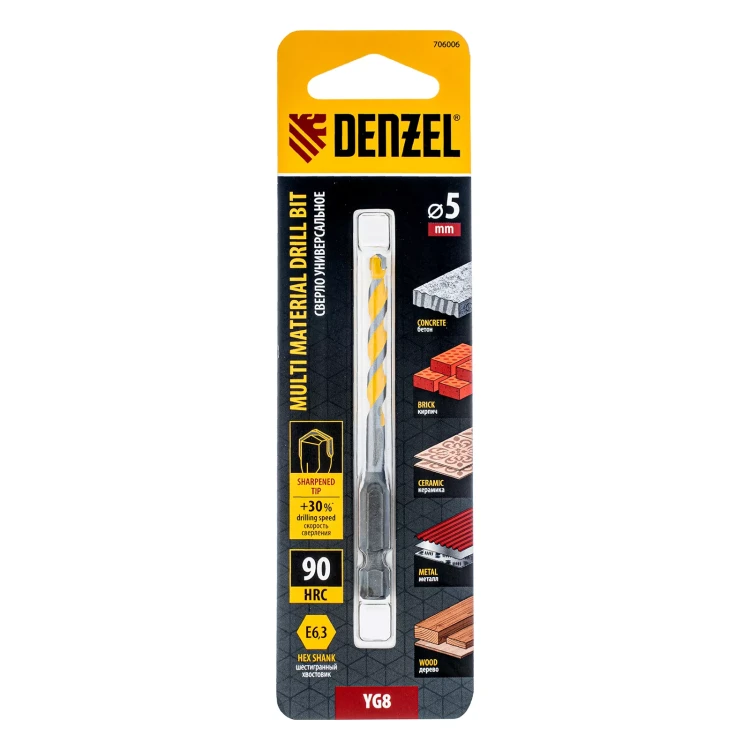 Сверло универсальное, Multi cut, 5 мм Denzel 706006 купить в Тюмени