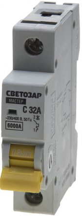 Выключатель автоматический СВЕТОЗАР 1-полюсный, 32 A, &quot;C&quot;, откл. сп. 6 кА, 230 / 400 В SV-49061-32-C купить в Тюмени